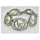 900 silver filigree llama bracelet