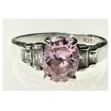 Sterling silver ring with pink stone