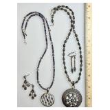 2 sterling silver necklaces and earrings sets