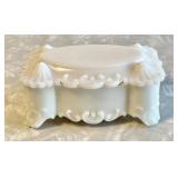 Antique milk glass vanity box