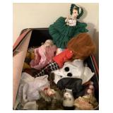 Vintage suitcase full of dolls