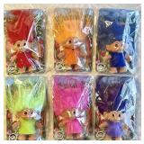 6 NEW old stock 1985 Rainbow troll dolls