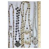 4 pearl necklaces and earrings