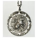 Sterling silver zodiac LEO pendant on 25" chain