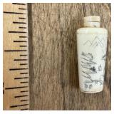 Vintage scrimshaw bone snuff bottle