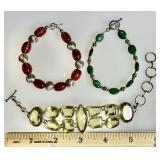 3 sterling gemstone bracelets