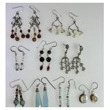 9 pairs sterling & gemstone earrings