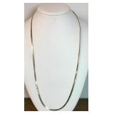 Long sterling silver herringbone necklace