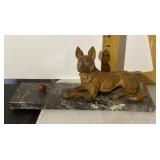 French spelter German Shepherd on marble base