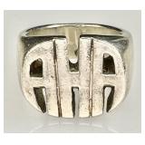 Sterling silver AHA monogram ring