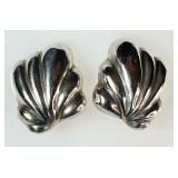 Large sterling silver clip earrings