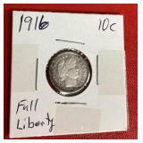 1916 Liberty dime