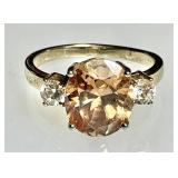 Gold over sterling ring with topaz colored stone