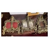 3 vintage cast metal picture frames