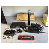 Lot - Senheiser Diversity Receiver and Transmitter and SHURE UP4 Portable Transmitter and Microphone