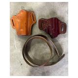 (2) Leather Holsters with Belt