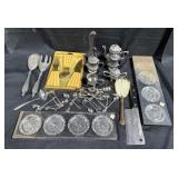 Group of flare ware silver plated etc