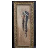 Vintage framed oil painting on canvas of a woman