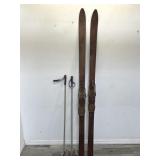 Antique hickory skis, 77"
