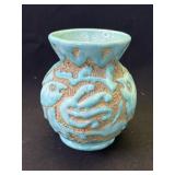 Vintage MCM Italian turquoise ceramic vase