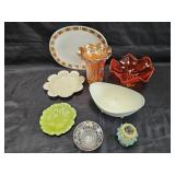 Group of vintage porcelain and glass with one