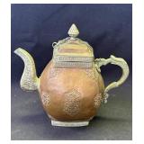 Vintage copper & brass tea pot