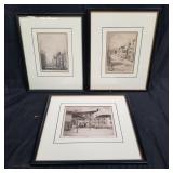 Group of three framed lithographs