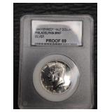 PR69 Proof 1964 Silver Kennedy Half dollar coin.