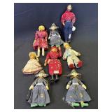 Group of 8 small vintage dolls