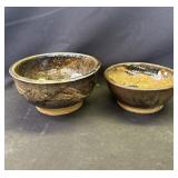 Pair of vintage signed Valentine pottery bowls