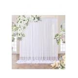 White sheer tulle backdrop curtains