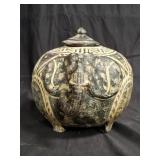 Terracotta elephant-form lidded jar