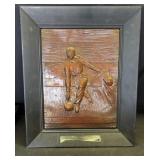 Framed vintage 1959 bowler raised art