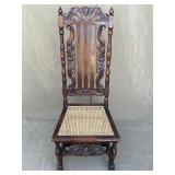 Vintage Spanish style hand carved wood chair