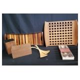 Box of wood cutting boards, chopsticks, ladles