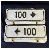 Pair of vintage transportation signs