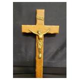 Vintage brass and wood crucifix