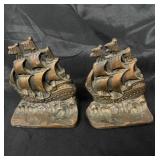 Vintage brass ship bookends