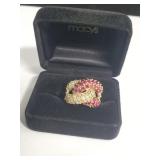 14kt gold ring w/ ruby and diamond stones