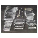 Grou of assorted forged wrenches, & others