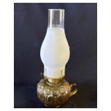 Vintage amber glass oil lamp