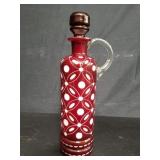 Vintage cranberry glass decanter