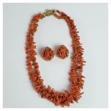 Coral style choker and earrings set