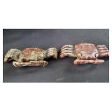 Pair of soapstone carved crab sculptures