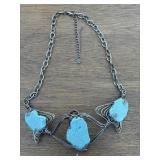 Vintage silver turquoise stone necklace