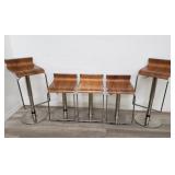 Group of 5 Forest adjustable stools with walnut