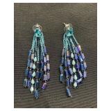 Blue tone costume earrings