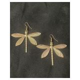 Dragonfly gold tone earrings