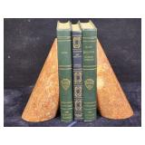 Vintage pink marble hand carved angled bookends