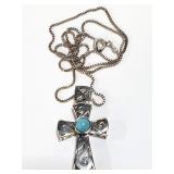 Sterling silver chain & cross pendant with